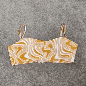 Caara Nwt Bralette Top Retro 70s Pattern Orange Peach White Size XL